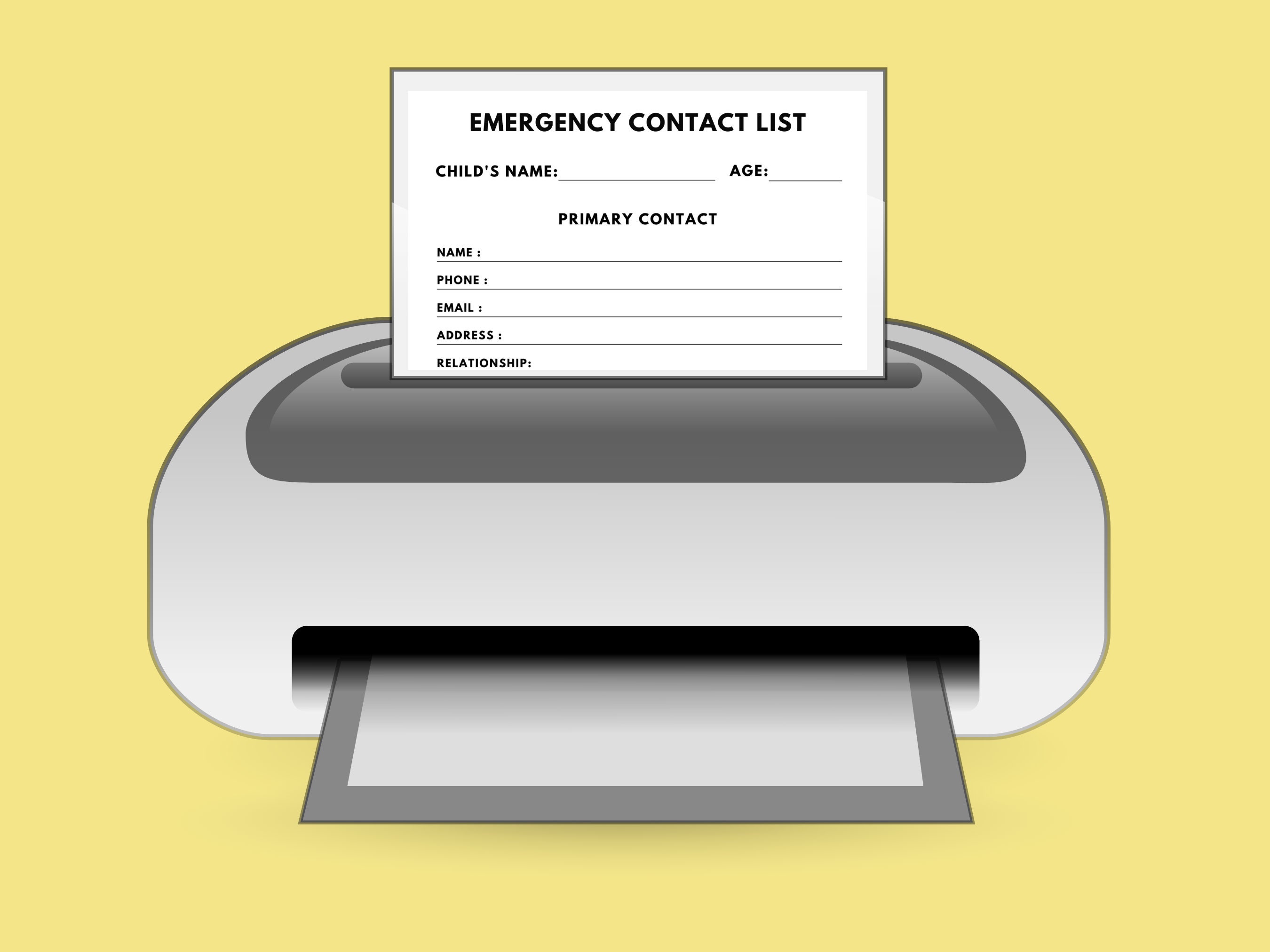 Daycare Emergency Contact Form | Emergency Contact Form for Daycares ...
