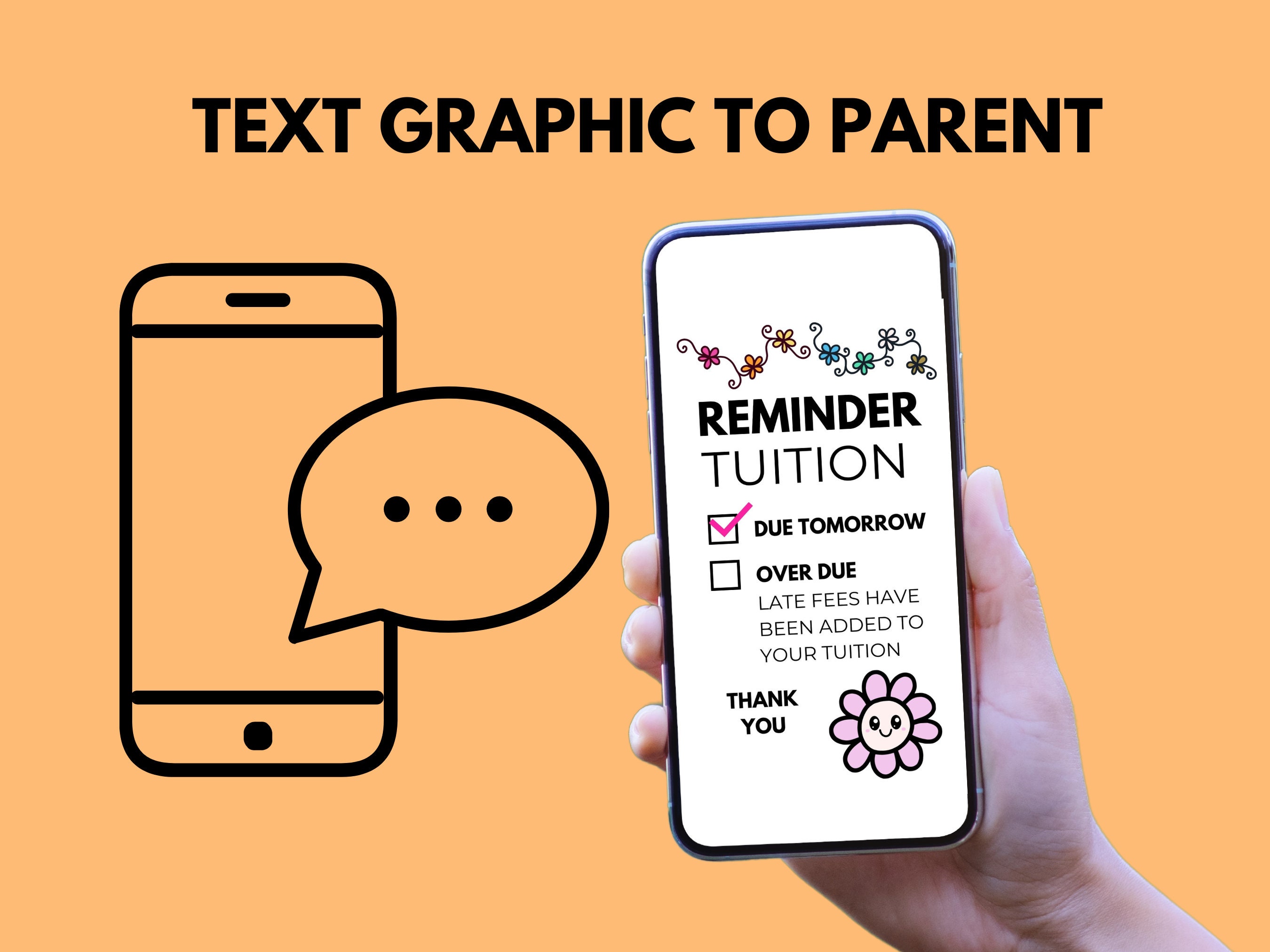 Digital Tuition Reminder Text Message Template, Daycare Digital Notice ...