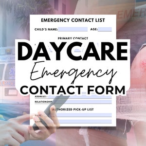Emergency Contact Sheet Daycare Forms | Childcare Emergency Contact Form | Emergency Contact List | Teachers Emergency Contact List