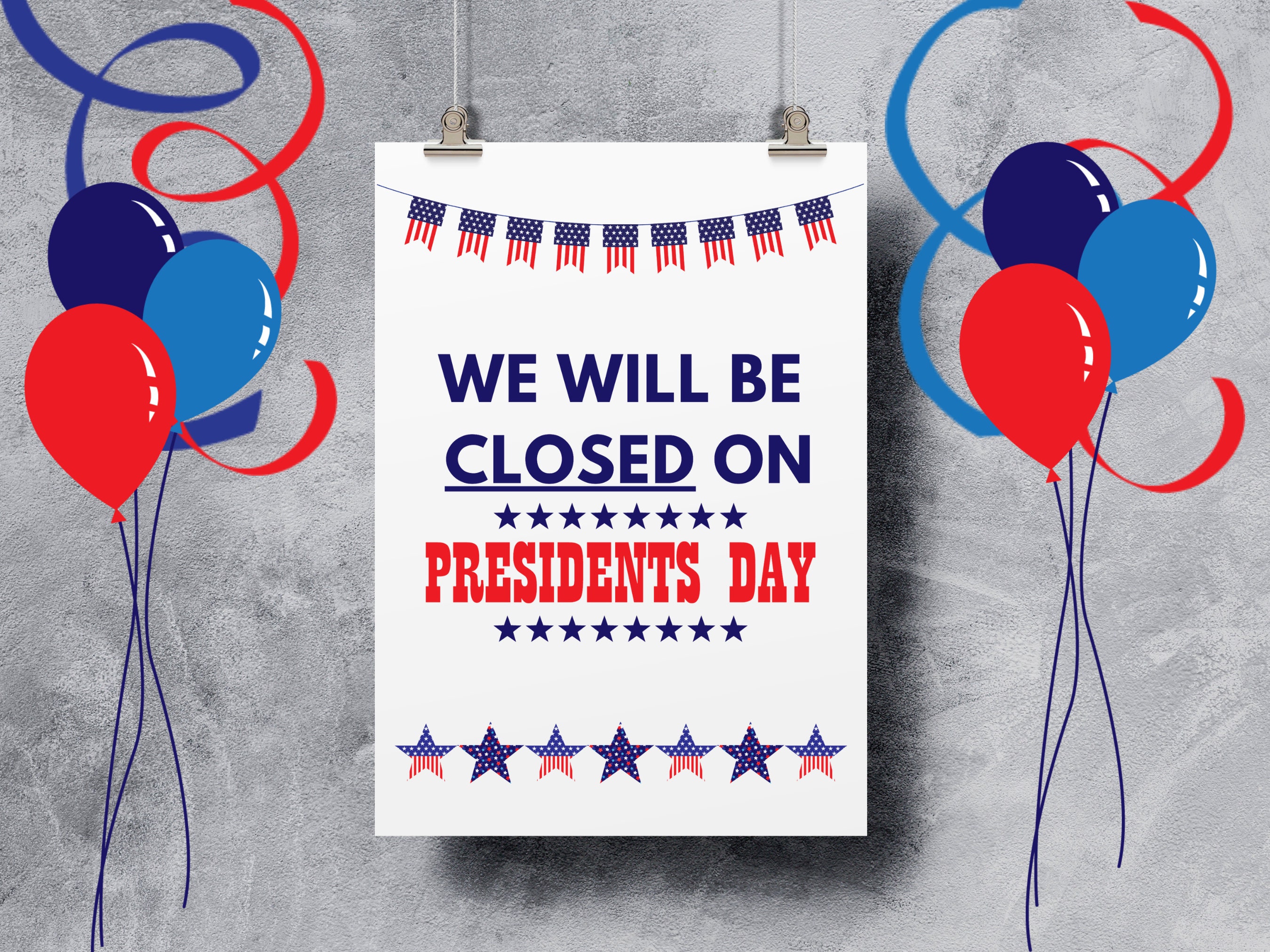 Presidents Day Closed Sign Business Hours Sign Business Door Sign Closed for Presidents Day Sign