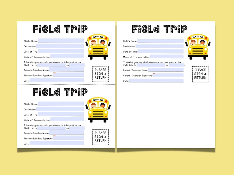 Field Trip Permission Form School Field Trip Form Parent Permission