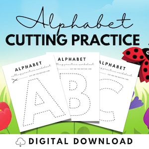 Uppercase Letter Cutting Practice | Scissor Skills Cutting Activities for Pre-K and Kindergarten | Toddler Scissor Practice | A-Z | Alphabet