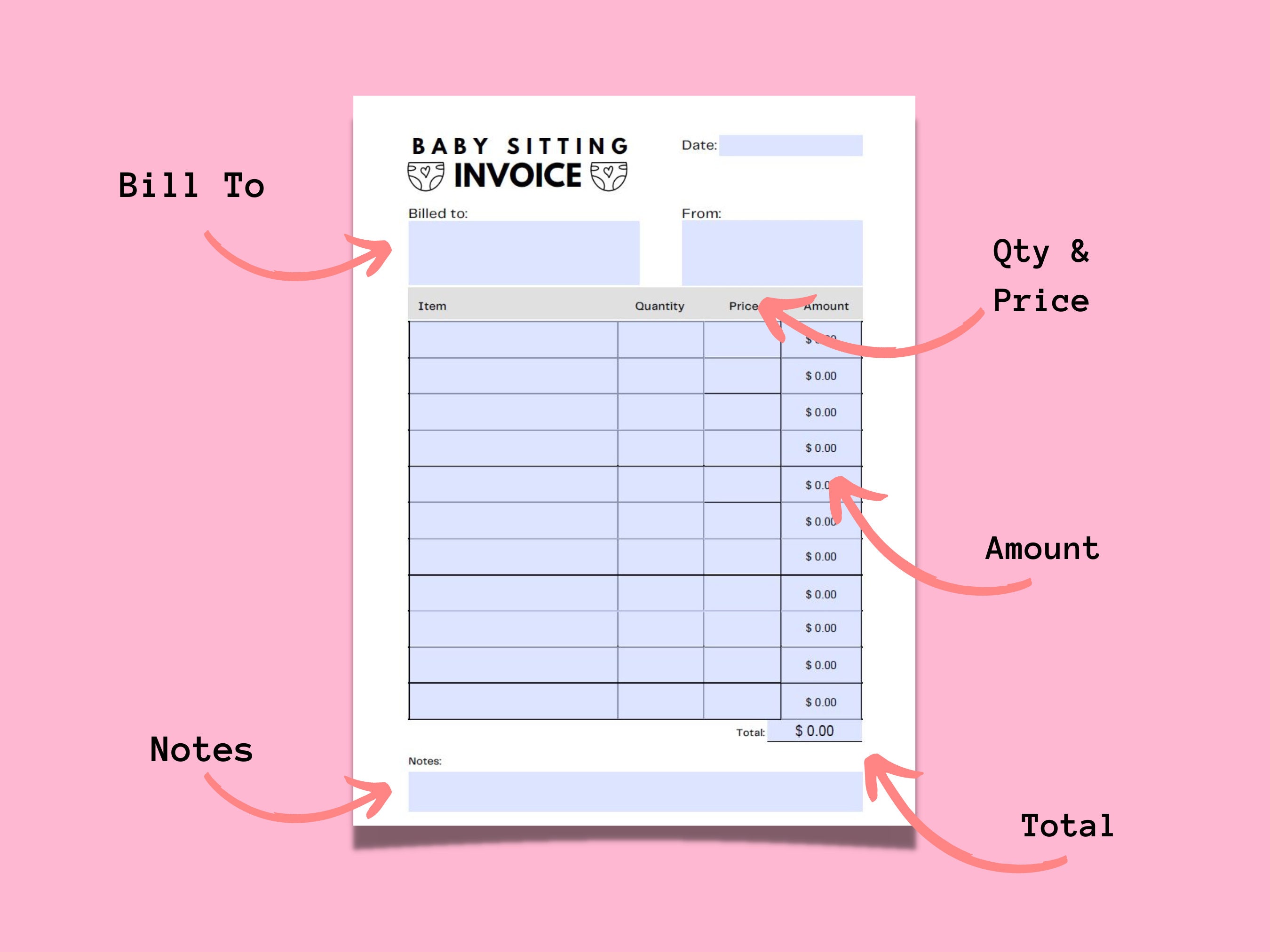 Babysitting Invoice Template Fillable Babysitting Invoice Babysitter