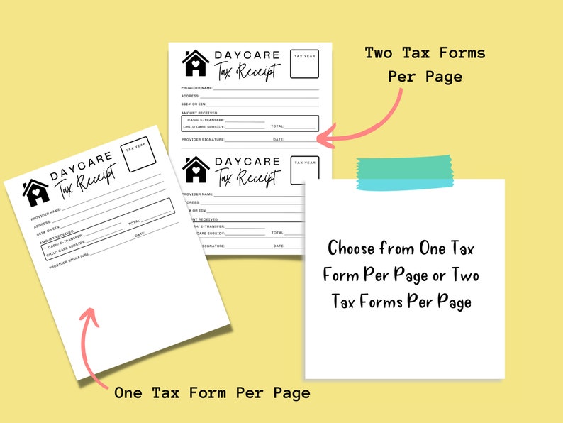 Daycare Tax Form Daycare Tax Receipt Daycare Tax Statement Childcare