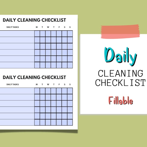 Childcare Daily Cleaning Checklist Etsy