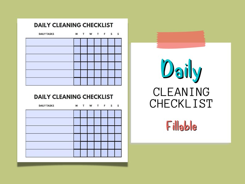 Daycare daily cleaning checklist daily cleaning planner etsy canada