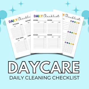 Daycare Daily Cleaning Checklist | Daycare Cleaning Schedule | Cleaning Checklist Template For Daycare Providers & Childcare Centers