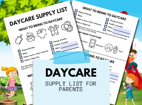 Daycare Supply List for Parents Items Needed for Daycare Childcare