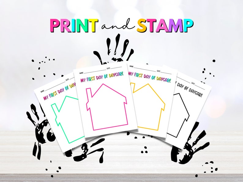 First Day Handprint Art for Daycares Daycare Hand Print Printable for