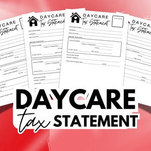 Tax Statement For Home Daycares | Daycare Tax Receipts | Daycare Tax Statement | Daycare Tax Form | Childcare Tax Receipt | Fillable Forms