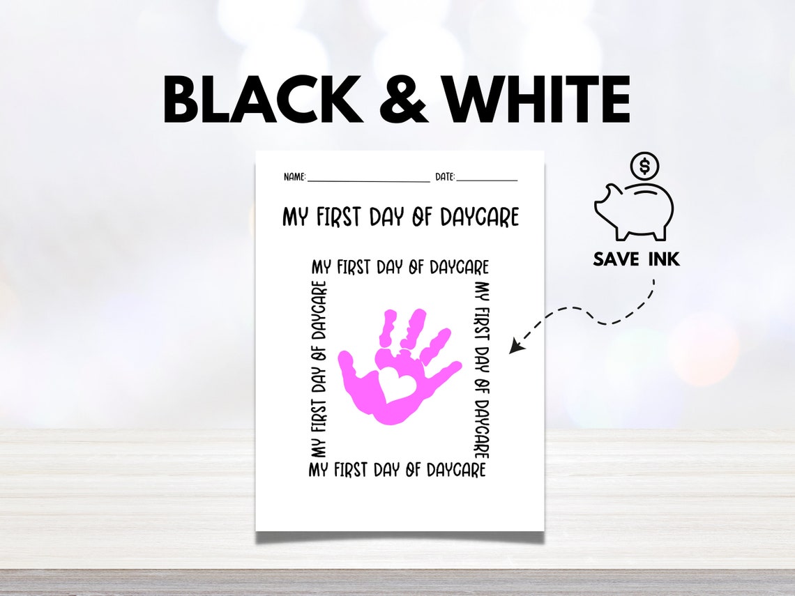 Handprint Art Printable for Daycares First Day Keepsake for Daycares