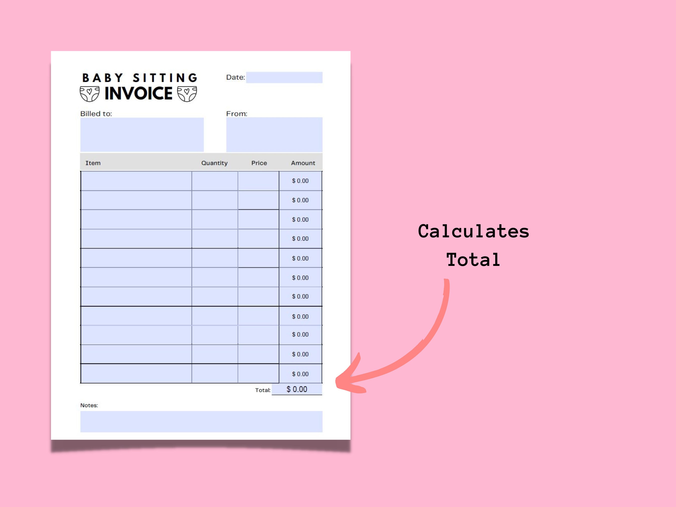 Babysitting Invoice Template Fillable Babysitting Invoice Babysitter