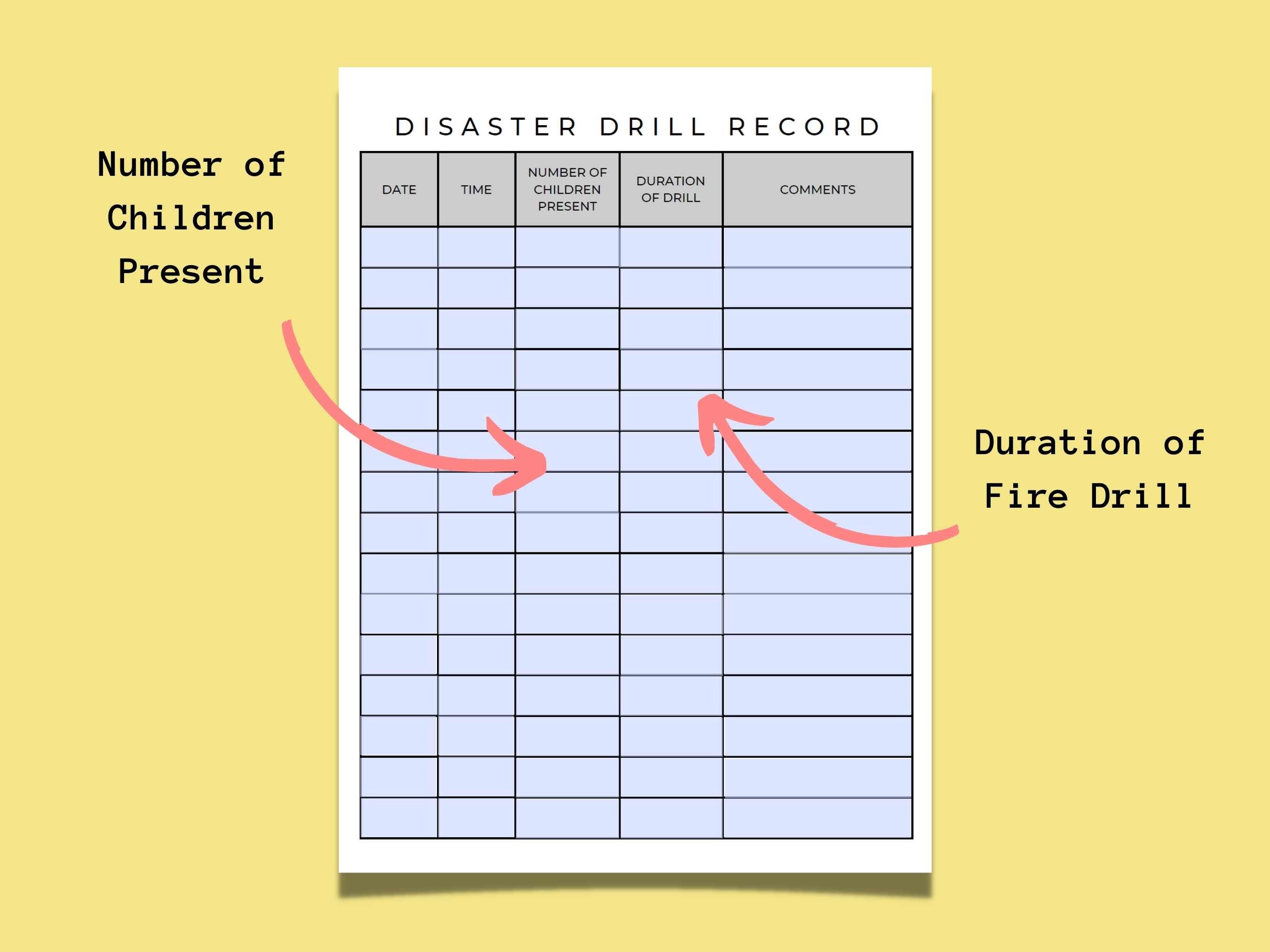 Disaster Drill Record for Daycares Disaster Drill Template Emergency