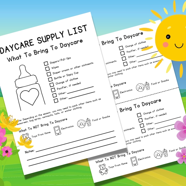 Daycare Supply List For Parents | Items Needed For Daycare | Childcare Supply List | Daycare Must Haves | Daycare Essentials | 8.5x11" PDF