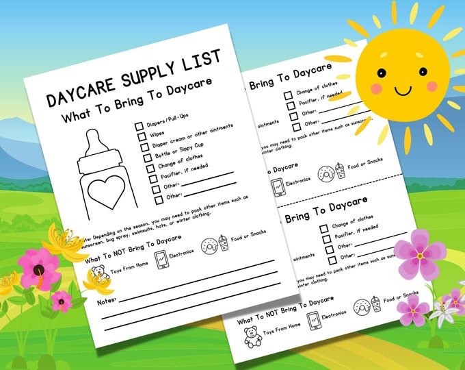 Please Bring More Supplies Notice for Daycares | Parents Notes ...