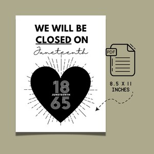 Juneteenth Holiday Closure Sign - Etsy