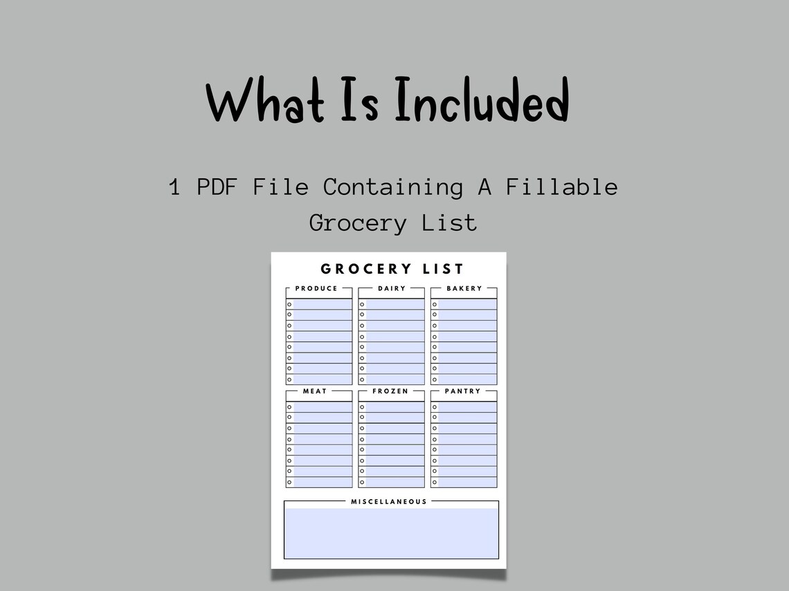 Fillable Grocery List for Daycare | Grocery List | Shopping List ...