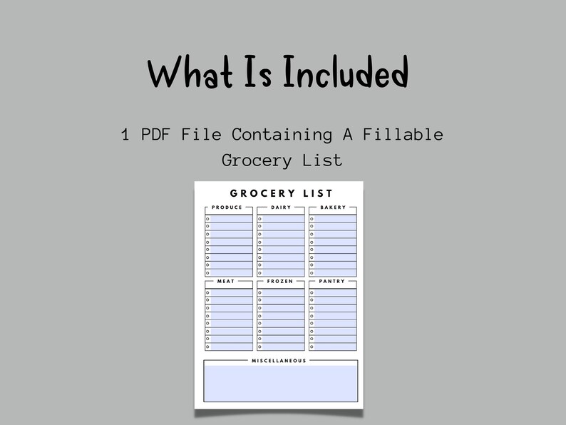 Fillable Grocery List for Daycare | Grocery List | Shopping List ...