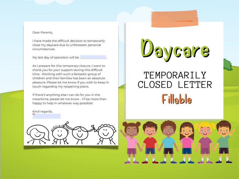 Daycare Temporary Closure Letter to Parents Daycare Closing Notice