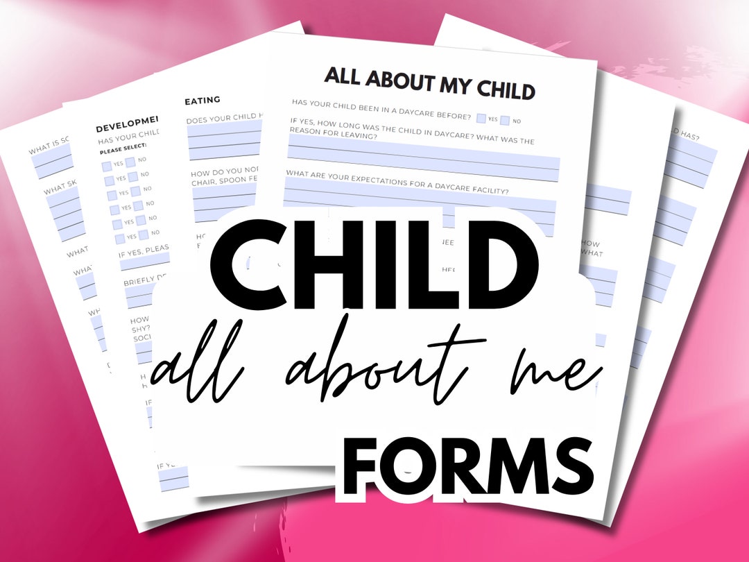 Daycare All About Me Forms | Daycare Parent Questionnaire | Child ...