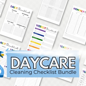 Cleaning Checklist for Daycares | Daily Cleaning Planner | Weekly Cleaning Checklist | Monthly Cleaning Log | Cleaning Checklist Bundle