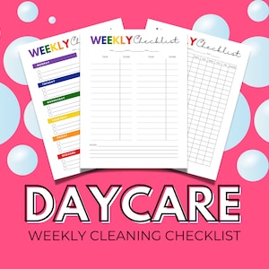 Daycare Weekly Cleaning Checklist | Daycare Cleaning Schedule | Cleaning Checklist Template For Daycare Providers & Childcare Centers