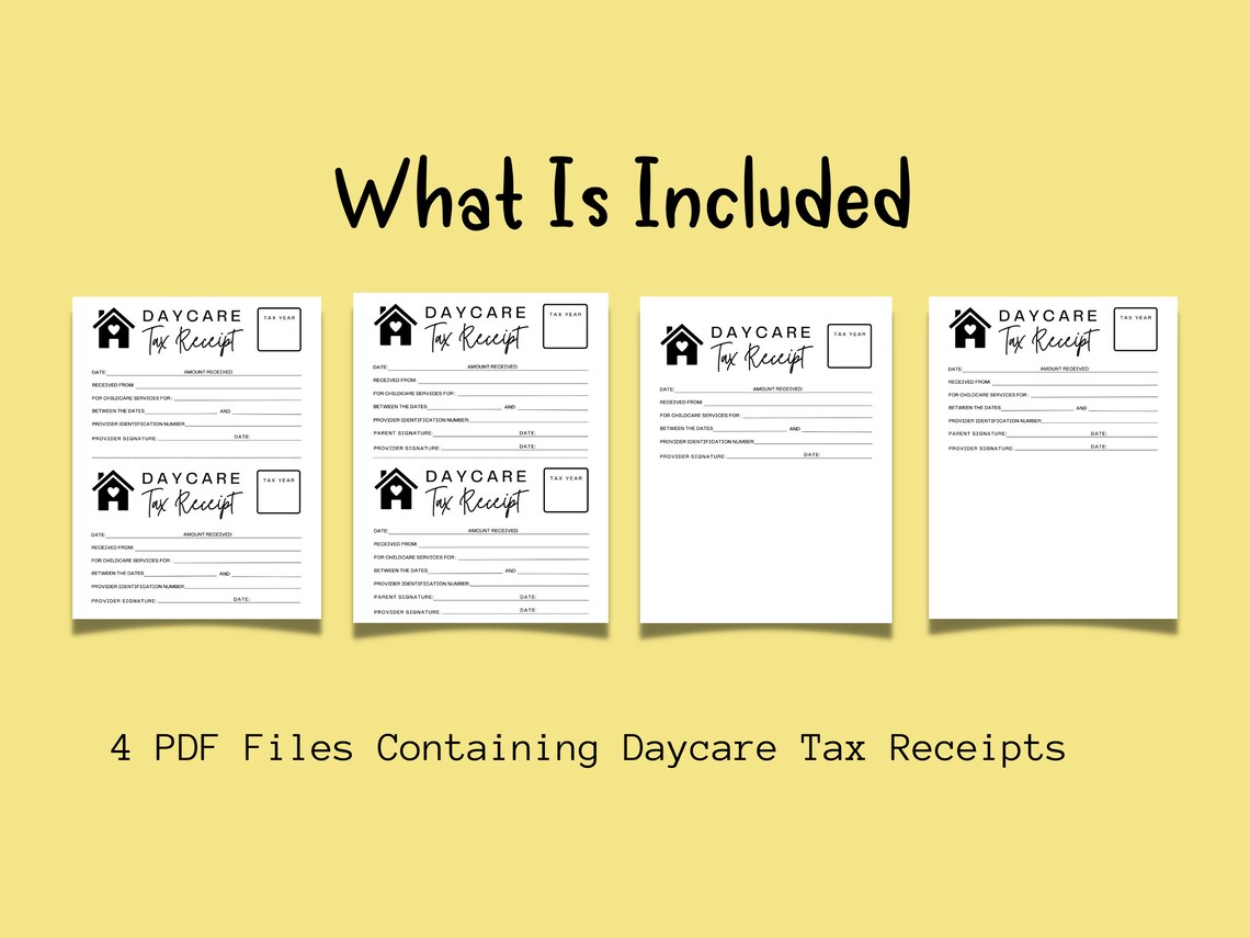 Daycare Receipts Daycare Tax Receipts Daycare Tax Etsy