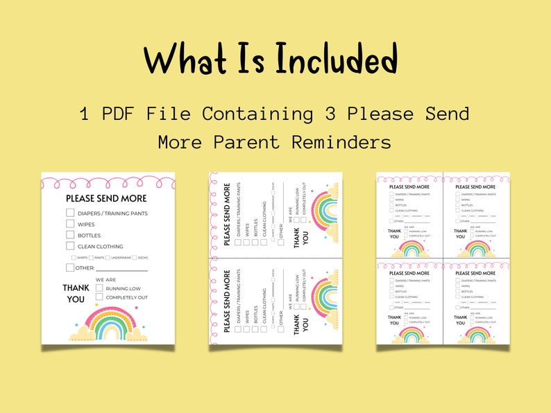 Daycare Supplies Needed Parents Notice Daycare Notes to Etsy