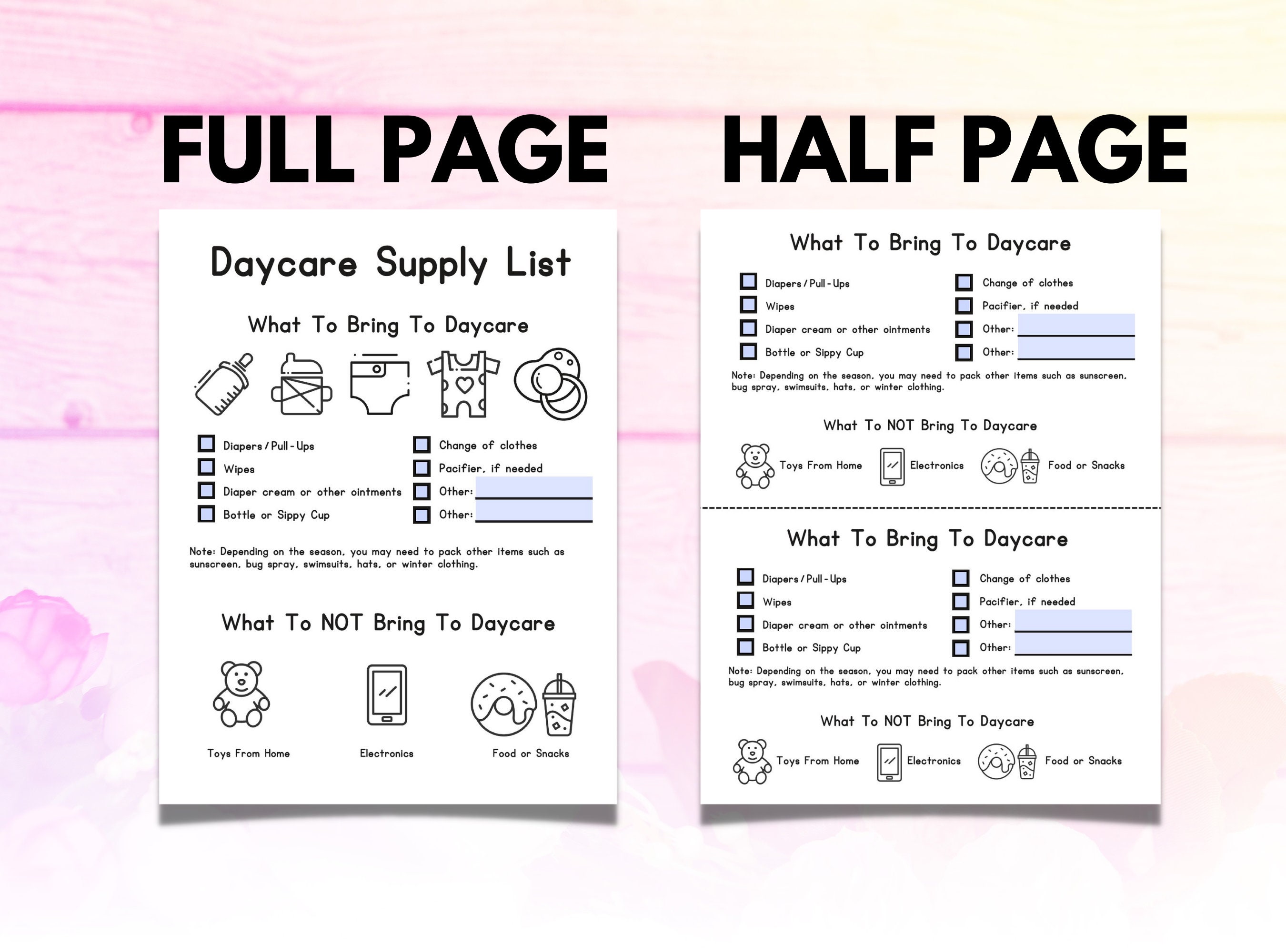 Daycare Supply List for Parents Items Needed for Daycare Childcare