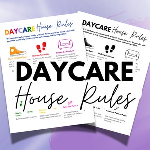 Home Daycare House Rules Bulletin Board Sign Template | Edit in Canva