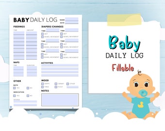 Printable Baby Daily Log | Baby Activity Tracker | New Parent Must-Have | Track Feedings, Diaper Changes, Naps, and More | Instant Download