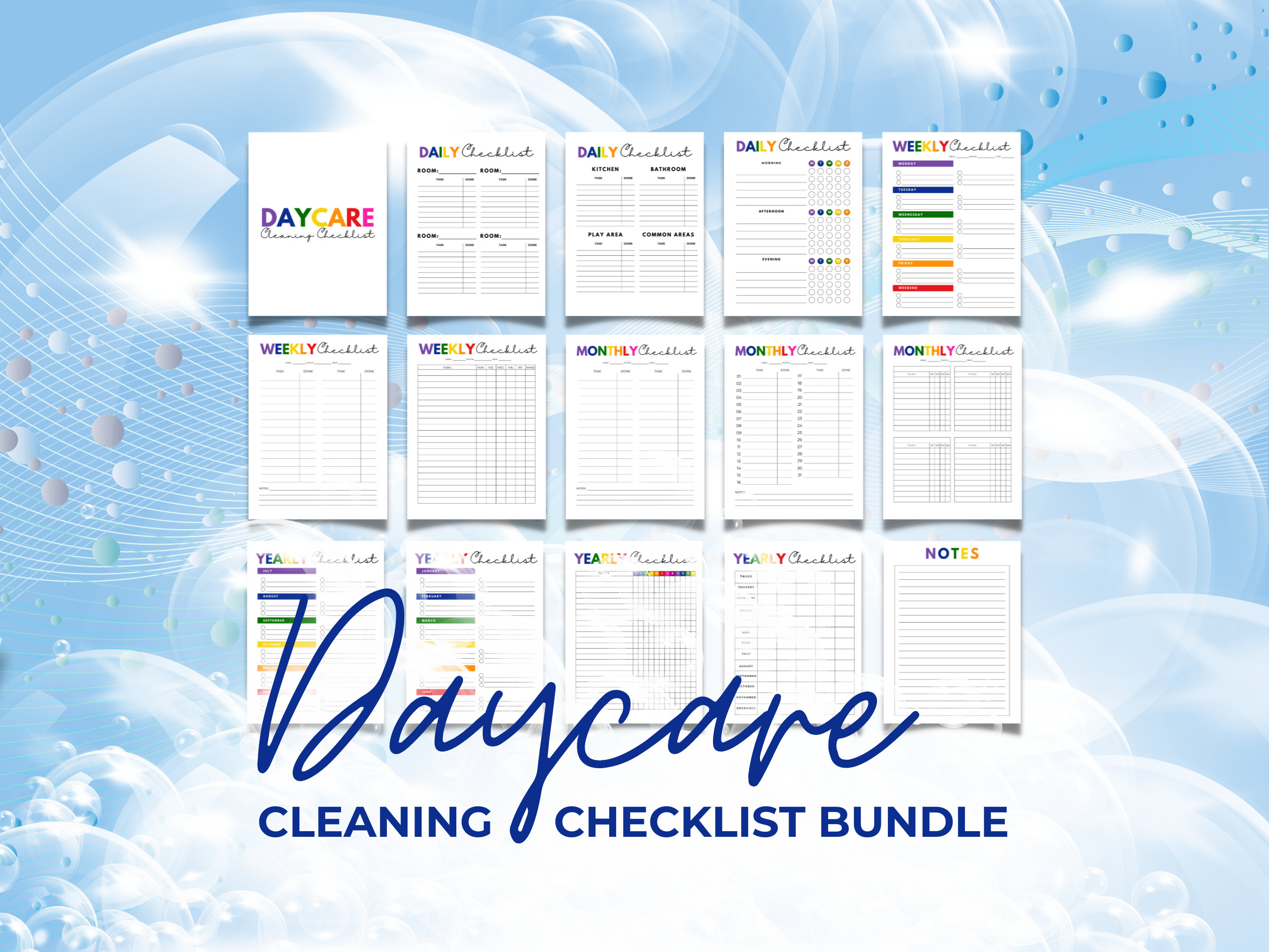 Cleaning Checklist for Daycares Daily Cleaning Planner Weekly Cleaning ...