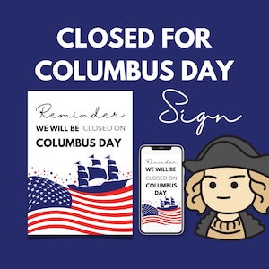 Columbus Day geschlossen Schild | Geschlossen für Columbus Tag Zeichen | Wir sind für Columbus Tag geschlossen Zeichen | Columbus Tag Stunden Schild | Geschlossene Beschilderung