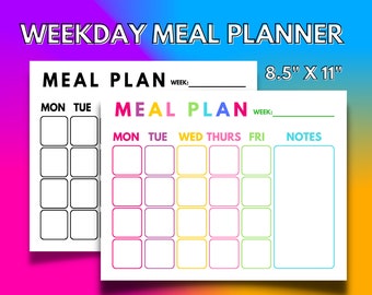 Weekday Meal Planner | Weekly Meal Planner | Weekday Meal Plan | Weekday Menu Planner | Weekday Meal Planning | Weekday Meal Schedule | PDF