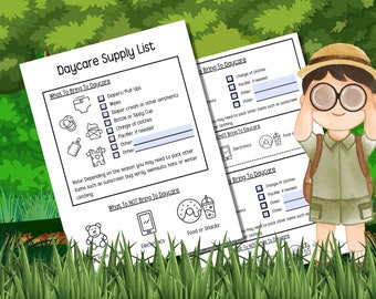 Daycare Supply List For Parents | Items Needed For Daycare | Childcare Supply List | Daycare Must Haves | Daycare Essentials | 8.5x11" PDF