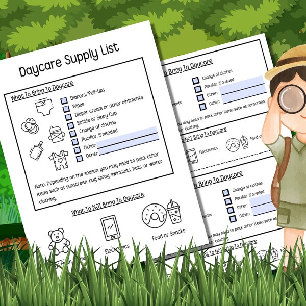 Daycare Supply List For Parents | Items Needed For Daycare | Childcare Supply List | Daycare Must Haves | Daycare Essentials | 8.5x11" PDF