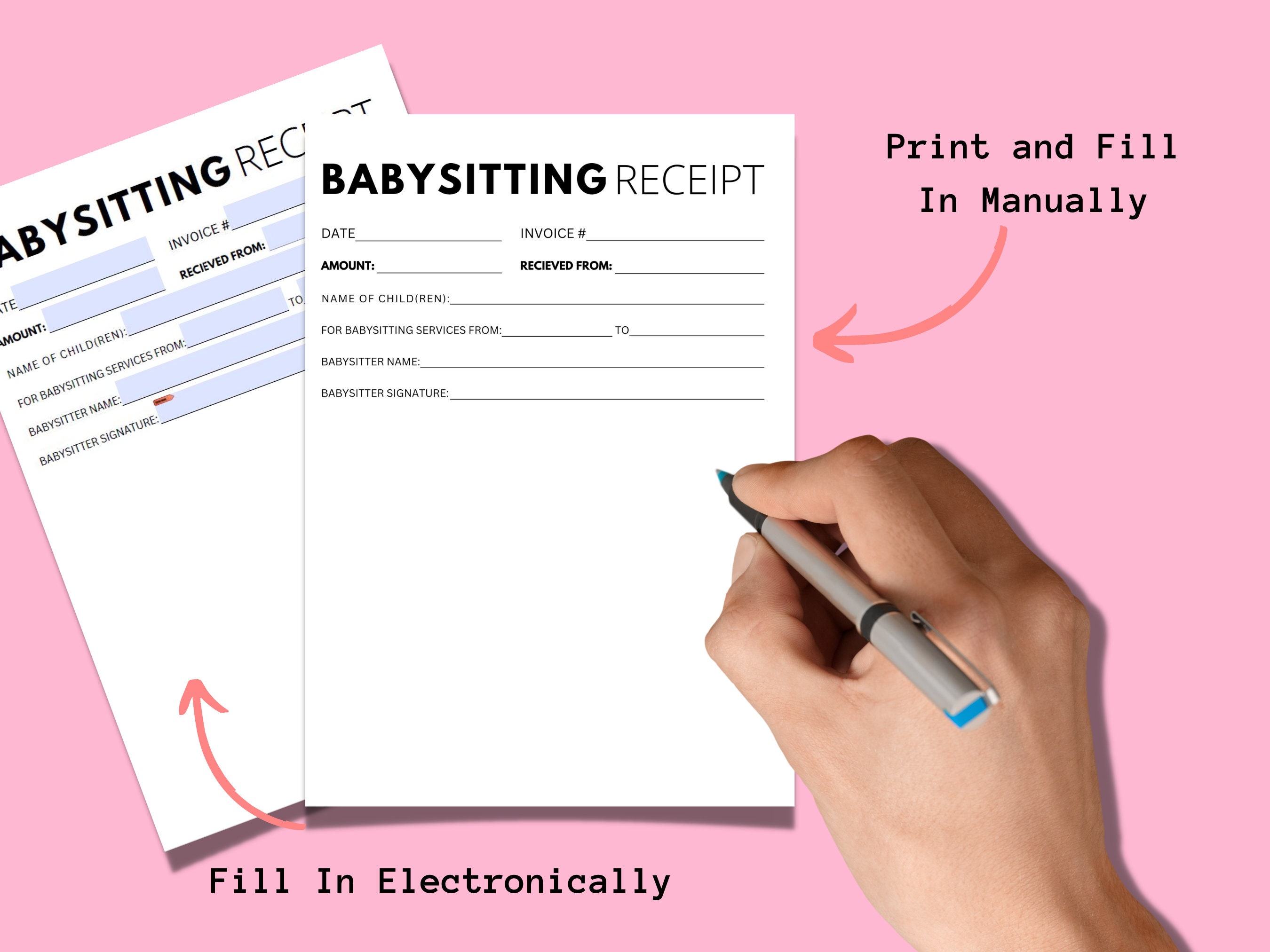 Babysitting Receipt for Childcare Fillable Babysitter Receipt Babysitting Receipt for Childcare Fillable Babysitter Receipt