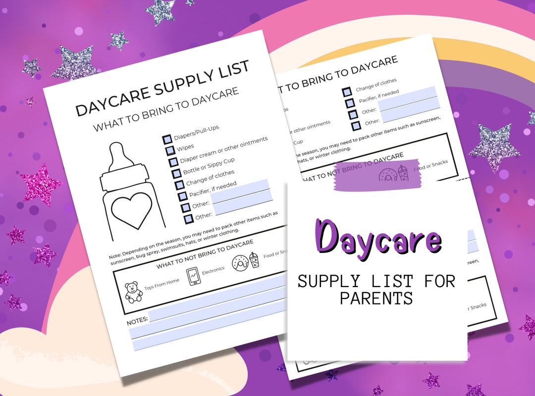 Daycare Supply List for Parents Items Needed for Daycare Childcare