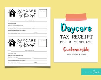 Daycare Tax Receipt Template for Home Daycare & Childcare Centers