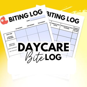 Registro de mordeduras de guardería imprimible para rastrear incidentes, registrar detalles y comunicarse con los padres.