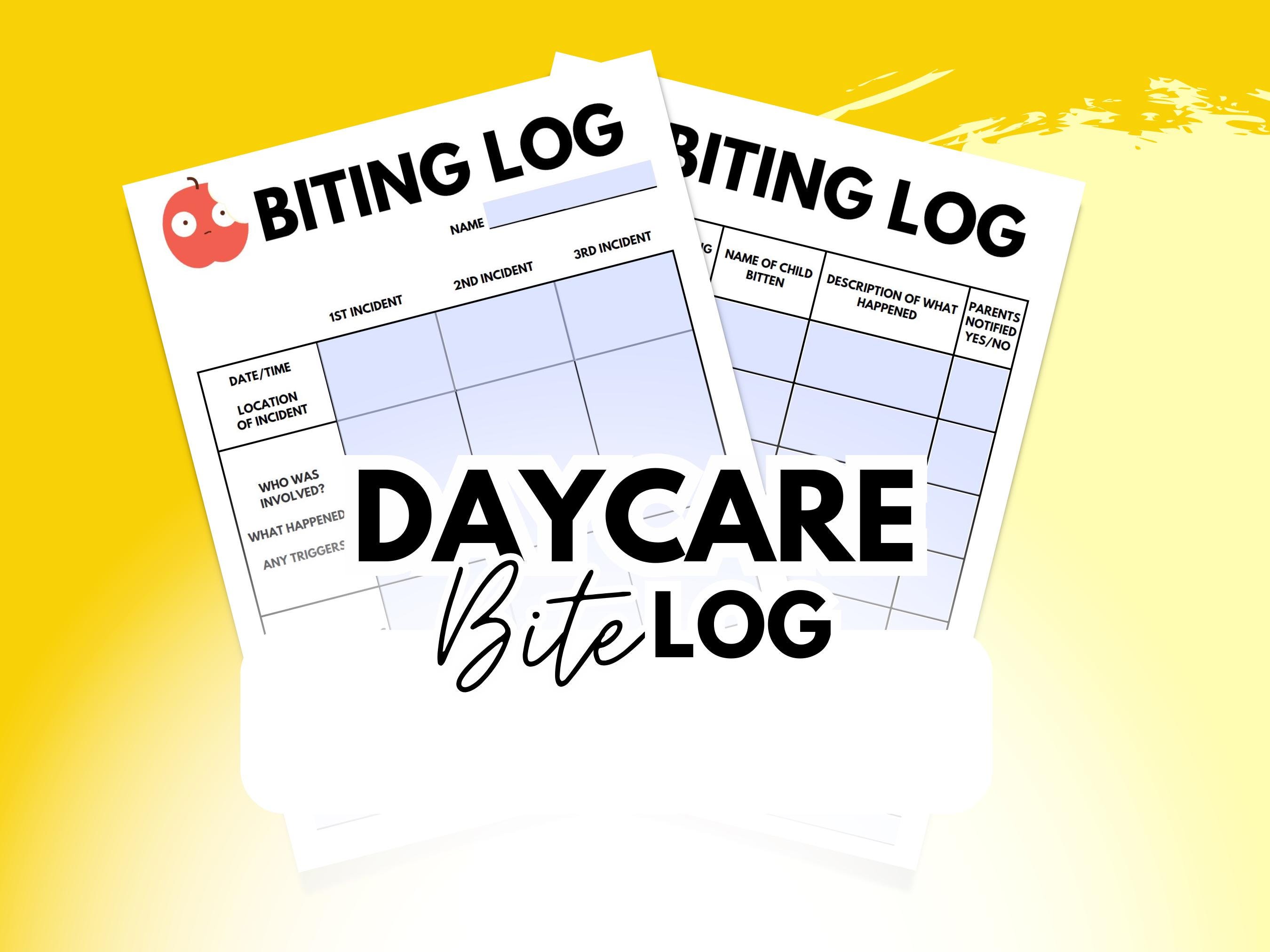 Printable Daycare Bite Log to Track Incidents, Record Details, and ...