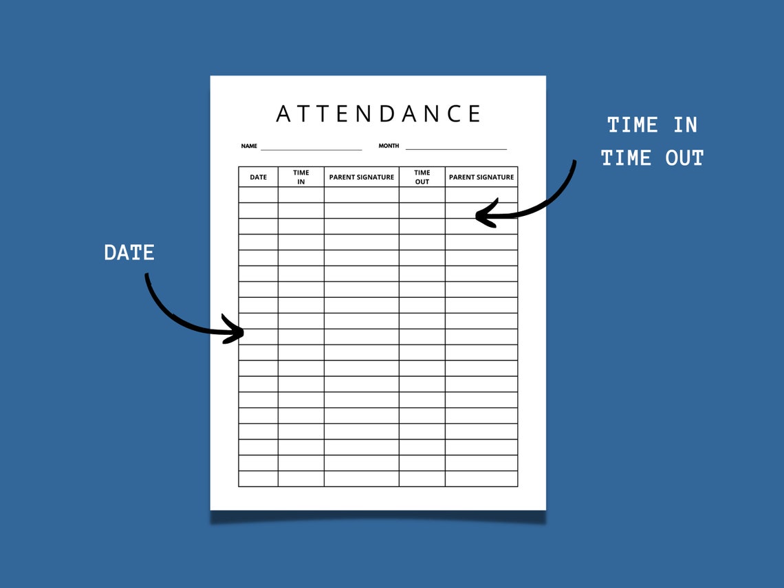 Childcare Attendance Sheet | Daycare Attendance Sheets | Printable ...