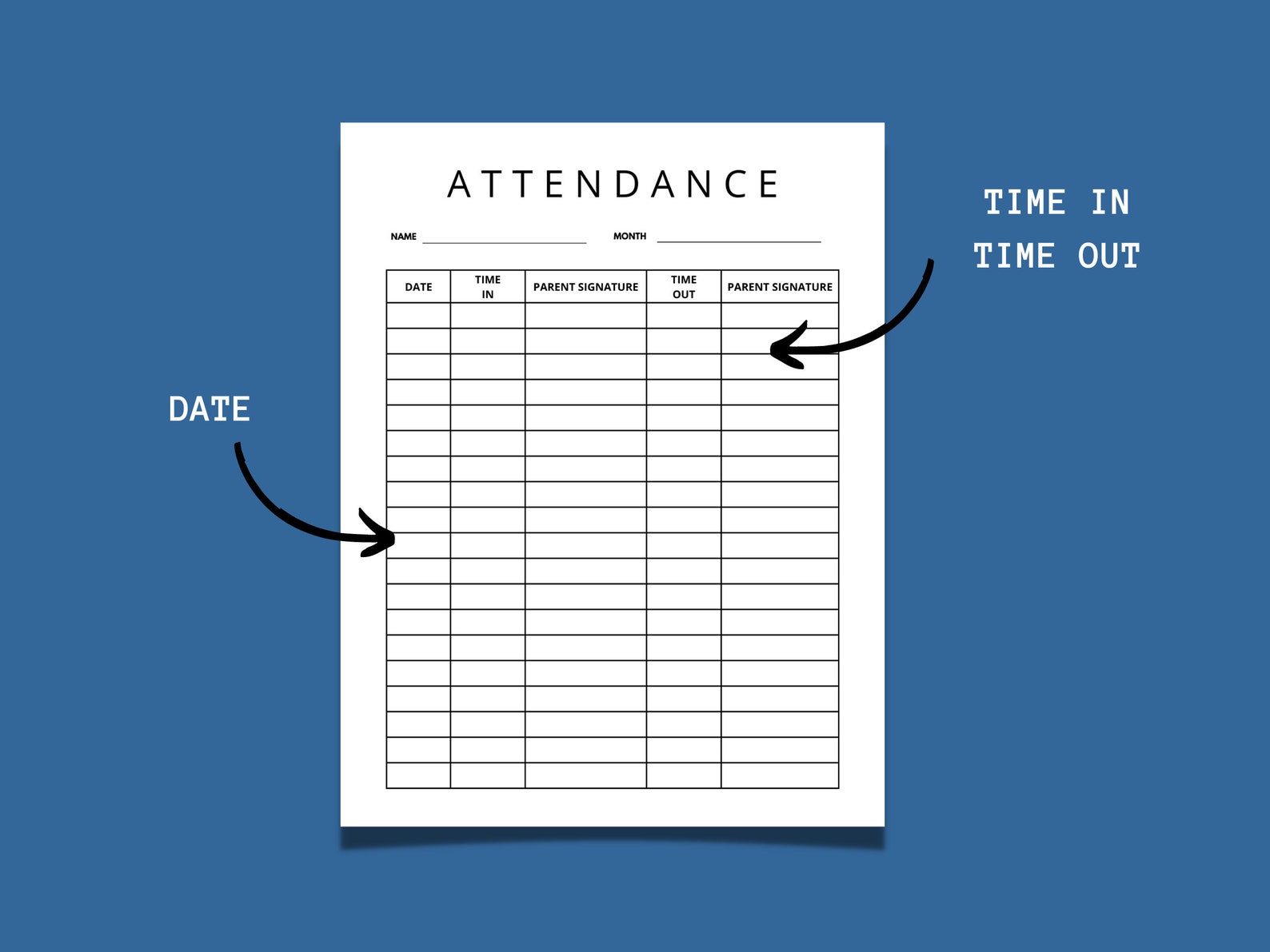 Childcare attendance sheet daycare attendance sheets printable
