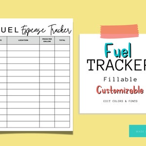 Fuel Tracker |  Gas Tracker | Fuel Log |  Gas Log | Fuel Cost Log | Fuel Expense Tracker | Fuel Cost Printable | Vehicle Fuel Log