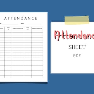 Childcare Attendance Sheet | Daycare Attendance Sheets | Printable Attendance Sheet | Parents Sign in Sign out Sheet |  Daycare Forms