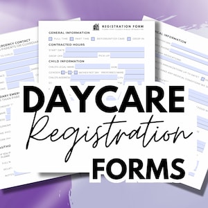 Daycare Registration Forms | Simple Enrollment Forms for Home Daycares | Daycare Forms | Childcare Enrollment Forms s
