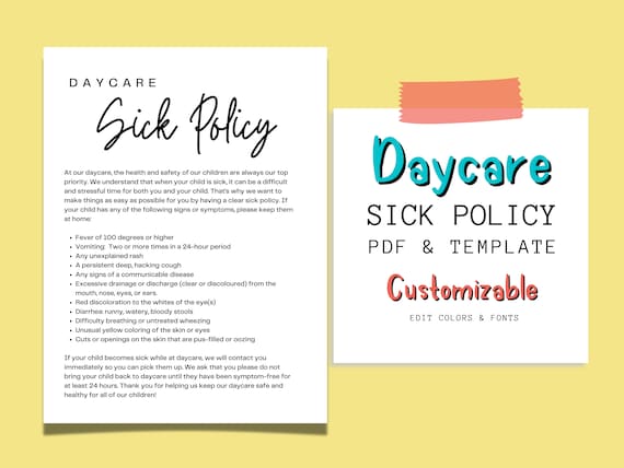 Daycare Sick Policy Childcare Illness Policy Daycare Forms Etsy Daycare Sick Policy Childcare Illness Policy Daycare Forms Etsy