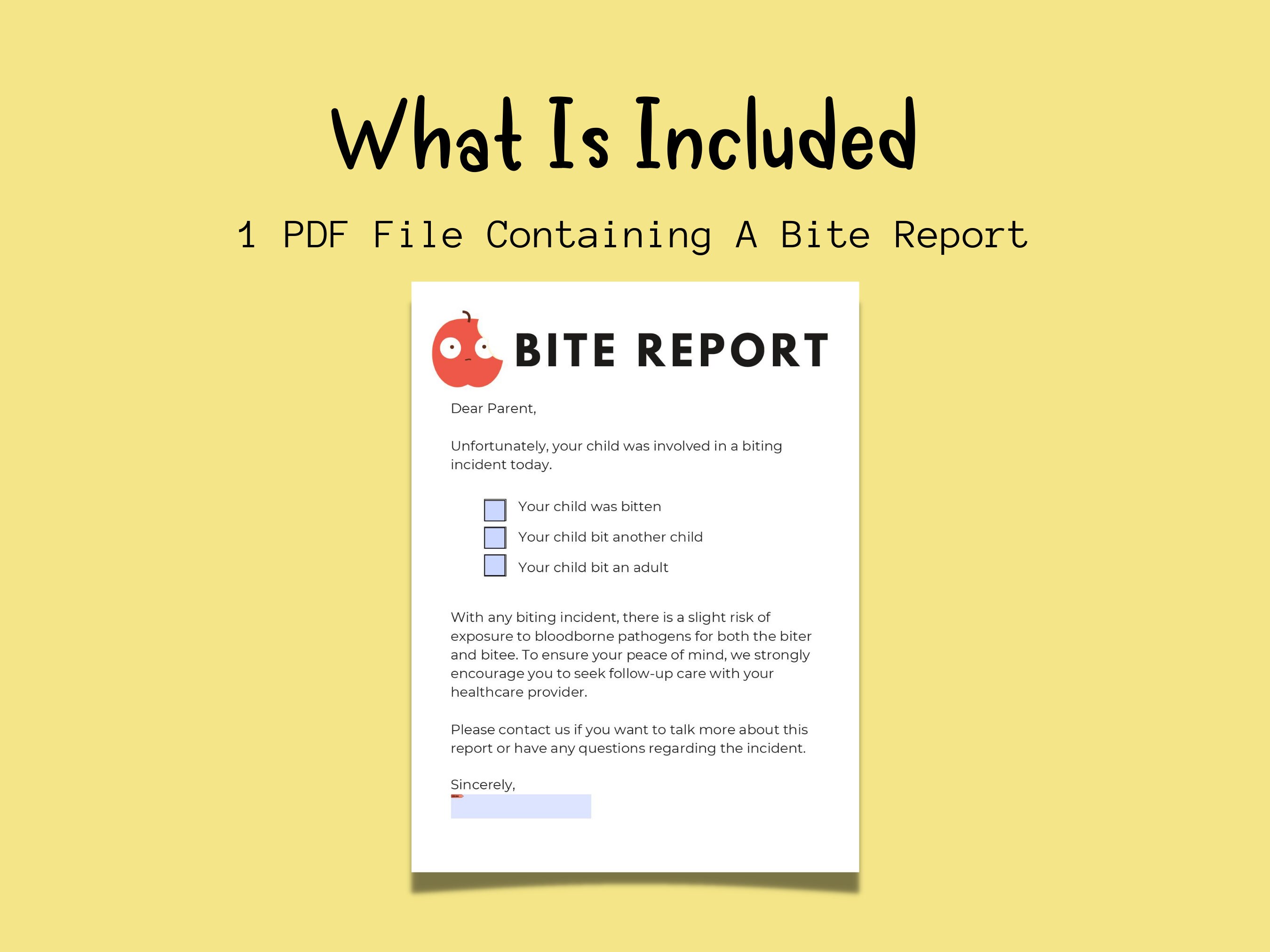 Daycare Biting Letter To Parents Biting Report Biting Letter Daycare 