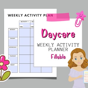 Daycare Weekly Activity Planner | Toddler Activities Lesson Planner | Daycare Planner | Weekly Schedule For Daycares, Preschools, Teachers