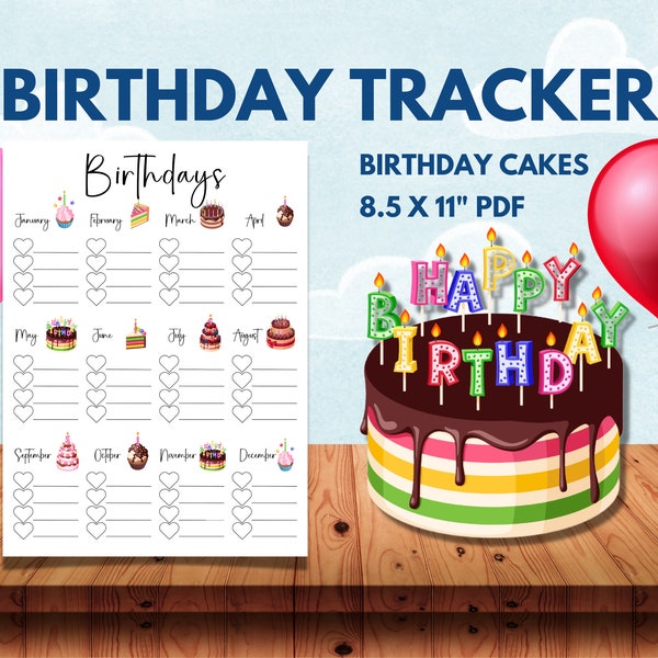 Birthday List Organizer | Birthday Calendar |  Birthday Tracker | Birthday Reminders Sheet For Teachers